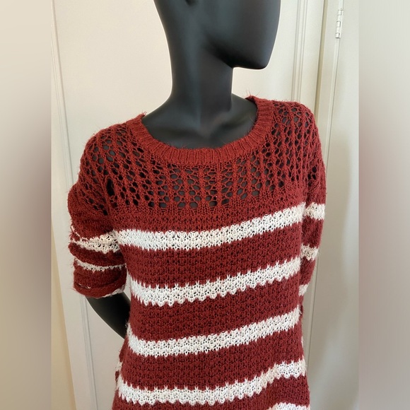 Orange and white stripped Fall Sweater - Picture 6 of 6